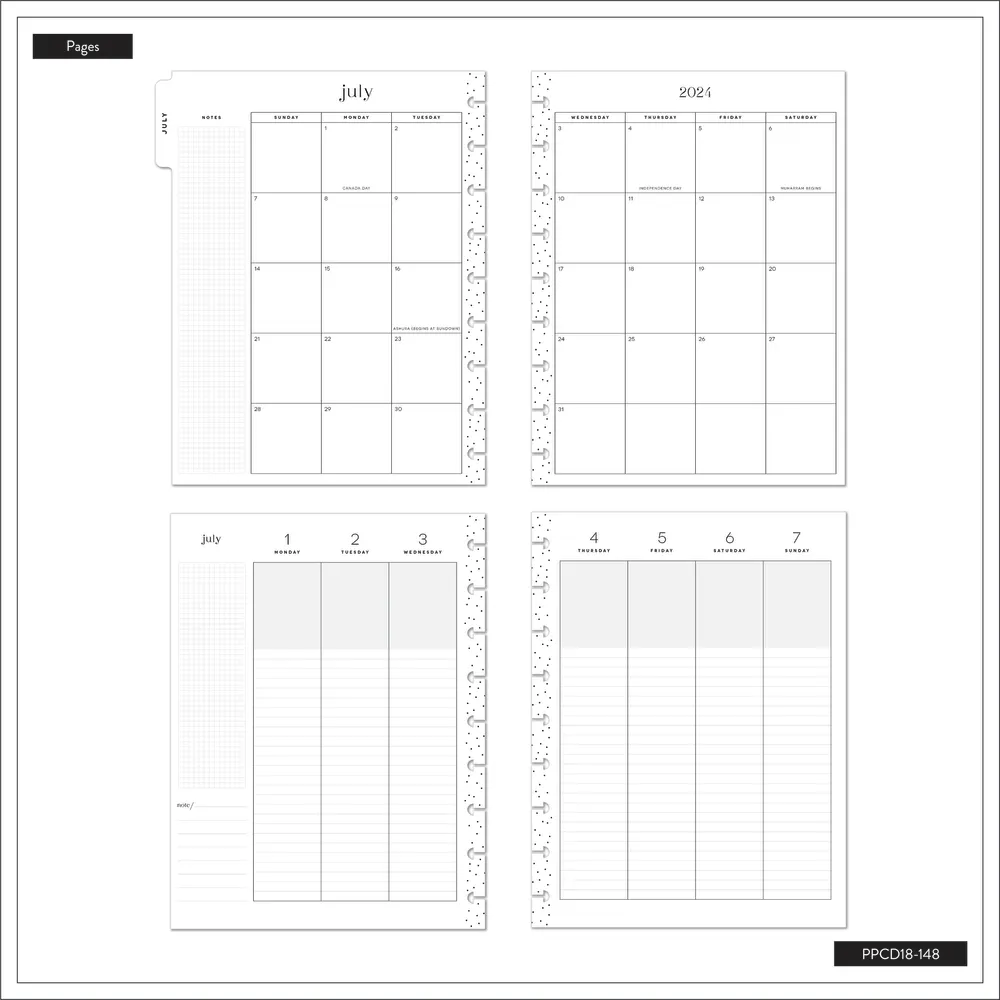 2024 Spring Market Happy Planner - Classic Lined Vertical Layout - 18 Months