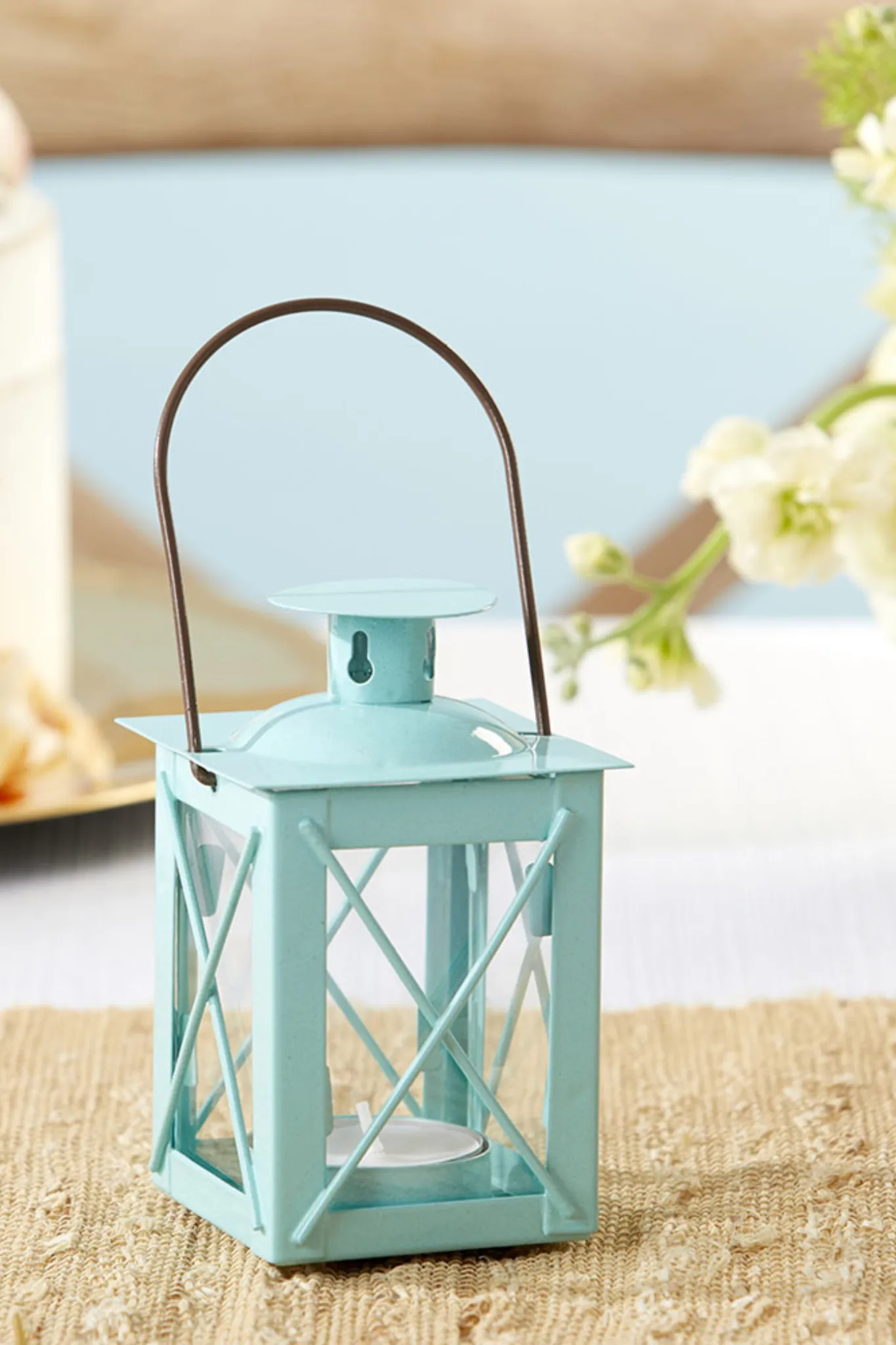 Blue Mini-Lantern Tea Light Holder