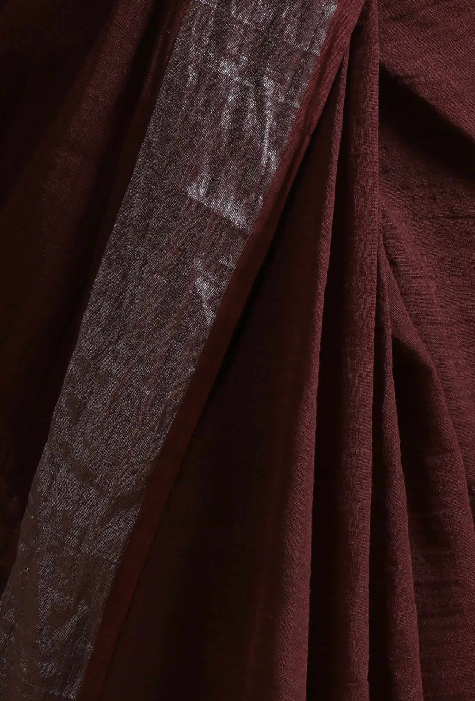 Brown Color Cotton Linen Saree With Unstitched Blouse