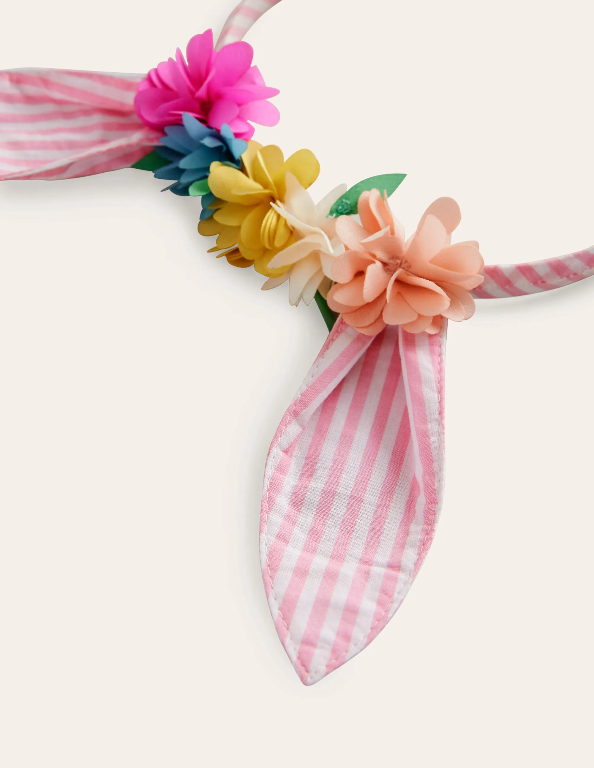 Bunny Ears Headband-Pink Ticking Stripe