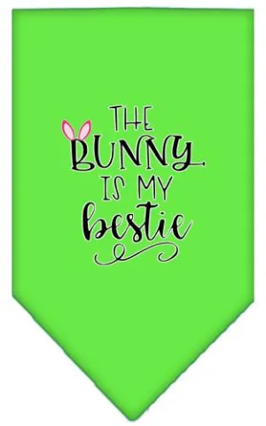 Bunny Is My Bestie Screen Print Bandana Lime Green Small