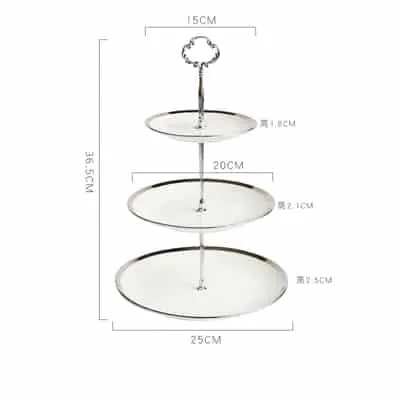 Ceramic Cake Stand in Gold and Silver
