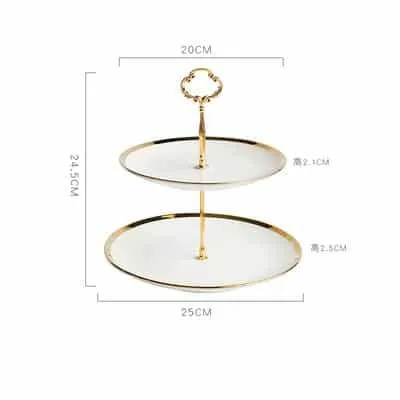 Ceramic Cake Stand in Gold and Silver