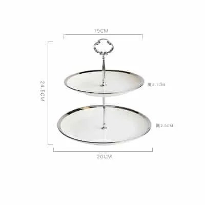 Ceramic Cake Stand in Gold and Silver