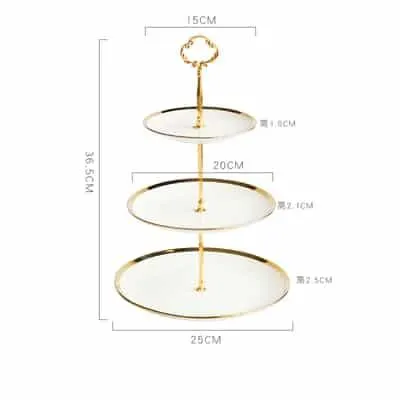 Ceramic Cake Stand in Gold and Silver