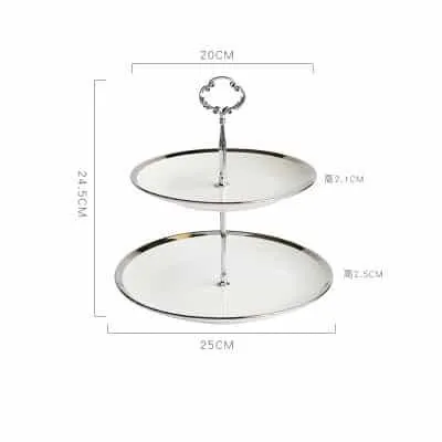 Ceramic Cake Stand in Gold and Silver