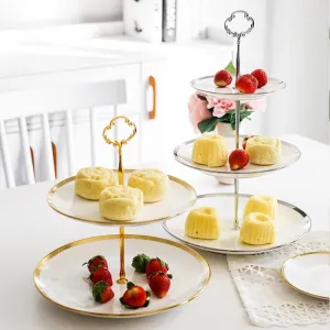Ceramic Cake Stand in Gold and Silver