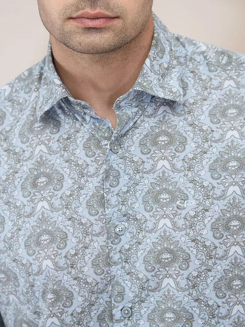 Colorplus Men Grey Printed Regular Fit Cotton Blend Printed Casual Shirt