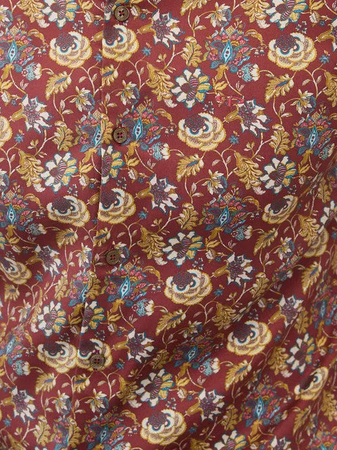 Colorplus Men Red Printed Regular Fit Tencel Printed Casual Shirt