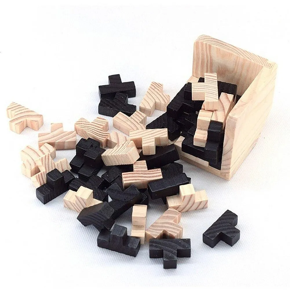 Creative 3D Wooden Cube Puzzle Ming Luban Interlocking Educational Toys For Children Kids Brain Teaser Early Learning Toy Gifts