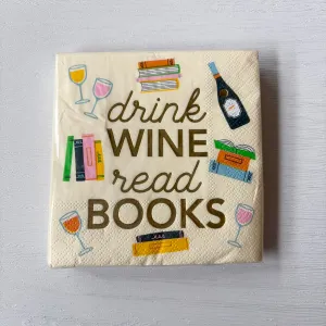 Drink Wine Read Books Foil Cocktail Napkins