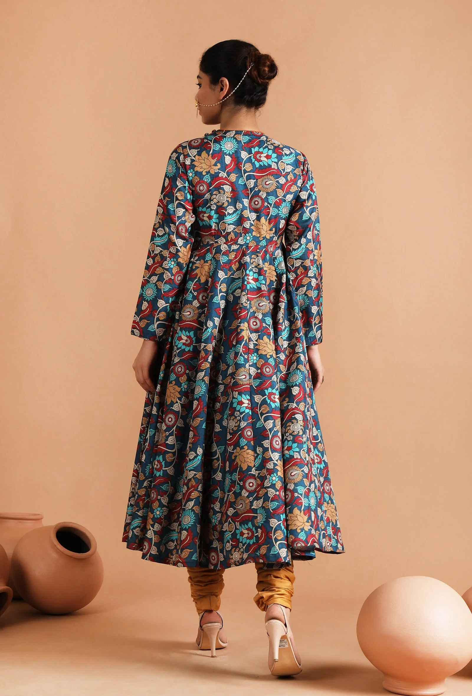 Farida Allover Kalamkari Argrakha Kurta