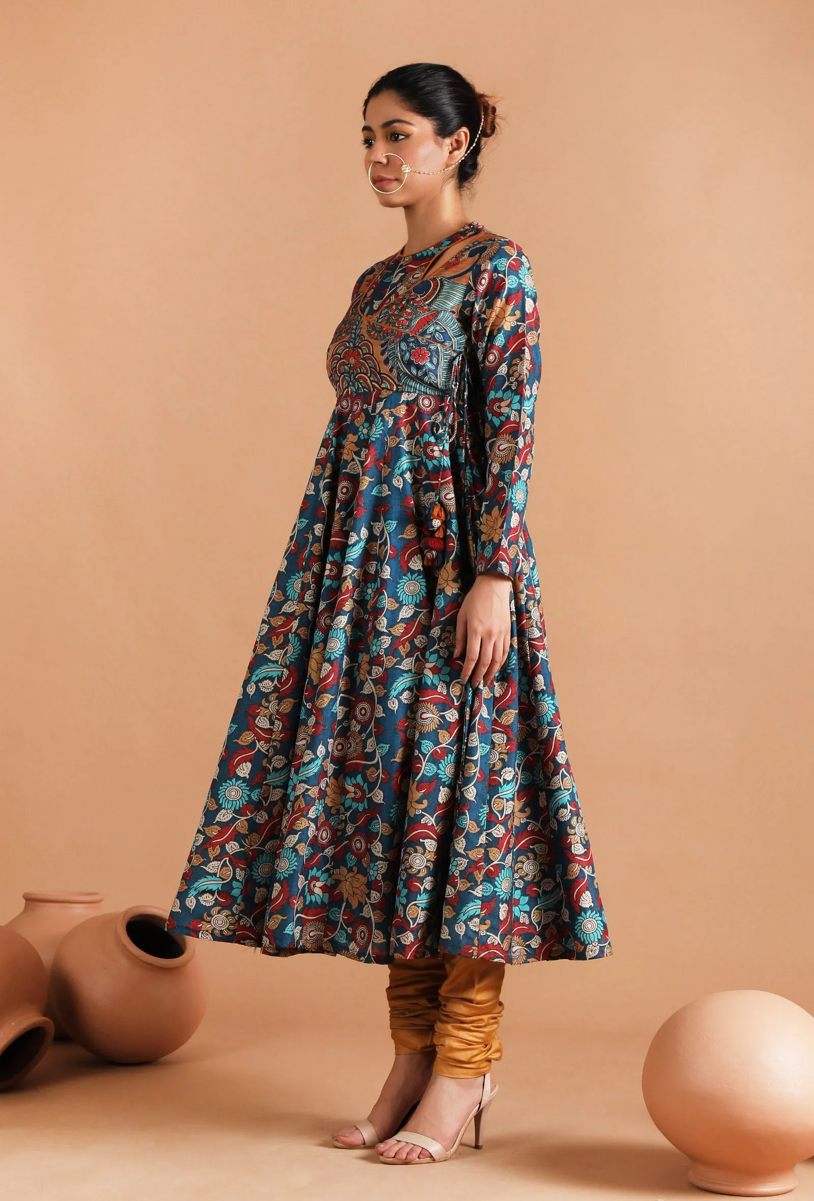 Farida Allover Kalamkari Argrakha Kurta