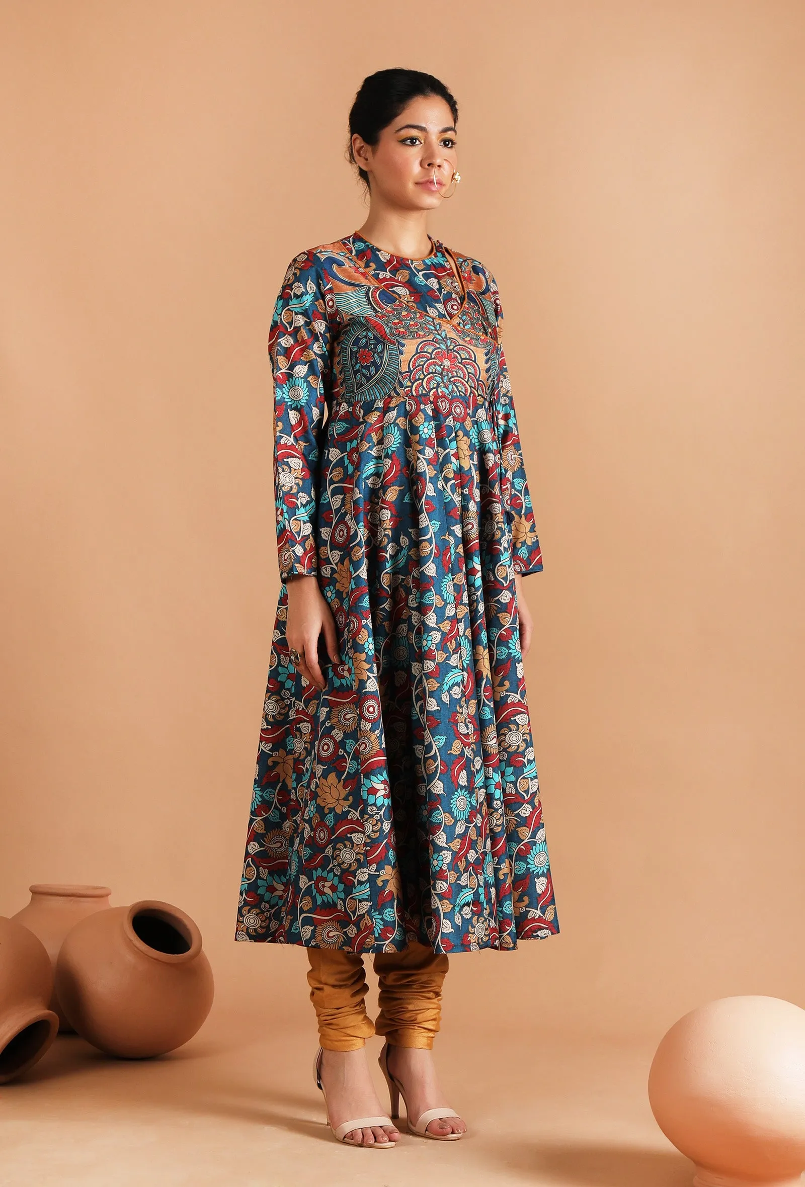 Farida Allover Kalamkari Argrakha Kurta