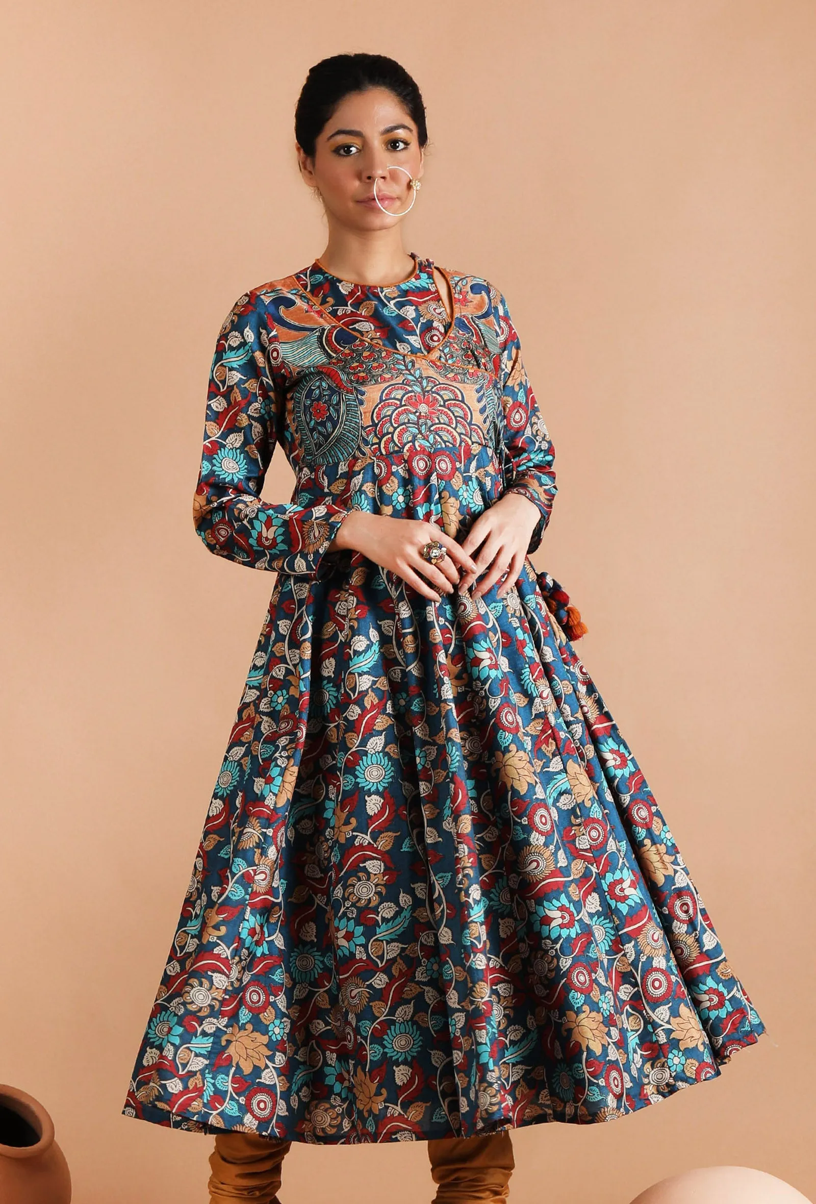 Farida Allover Kalamkari Argrakha Kurta