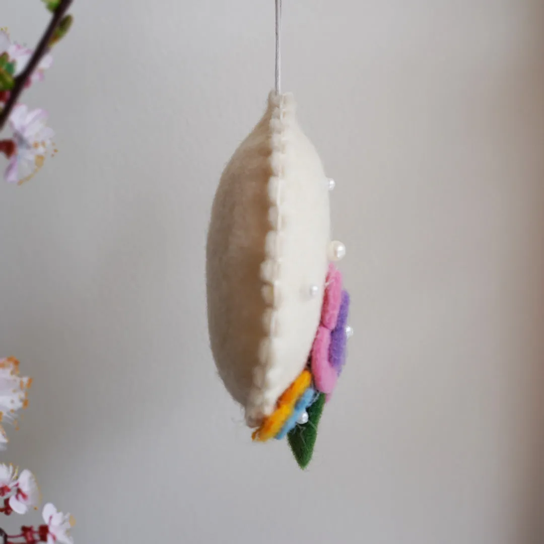Felted Flower and Pearl Easter Egg