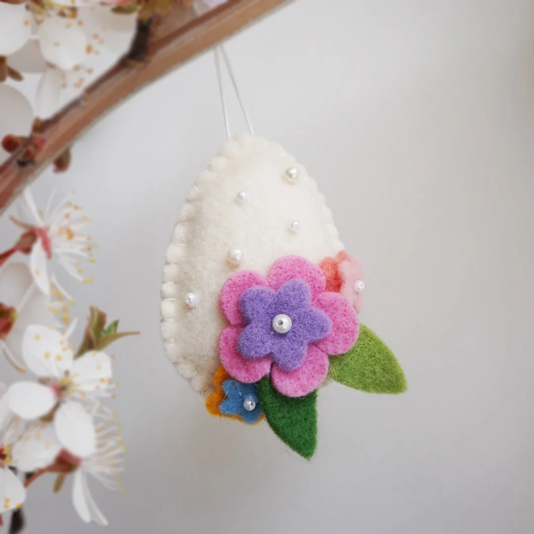 Felted Flower and Pearl Easter Egg