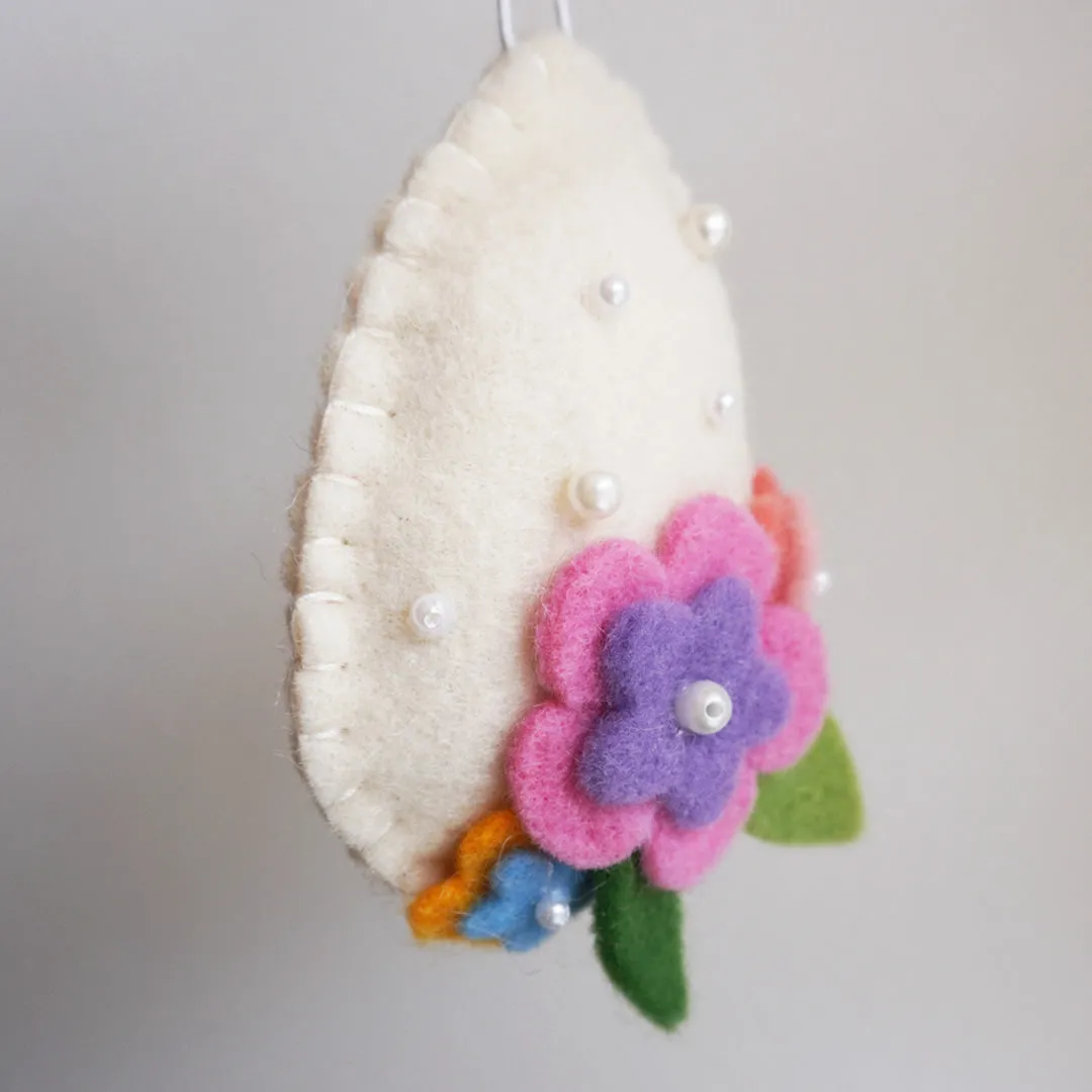 Felted Flower and Pearl Easter Egg