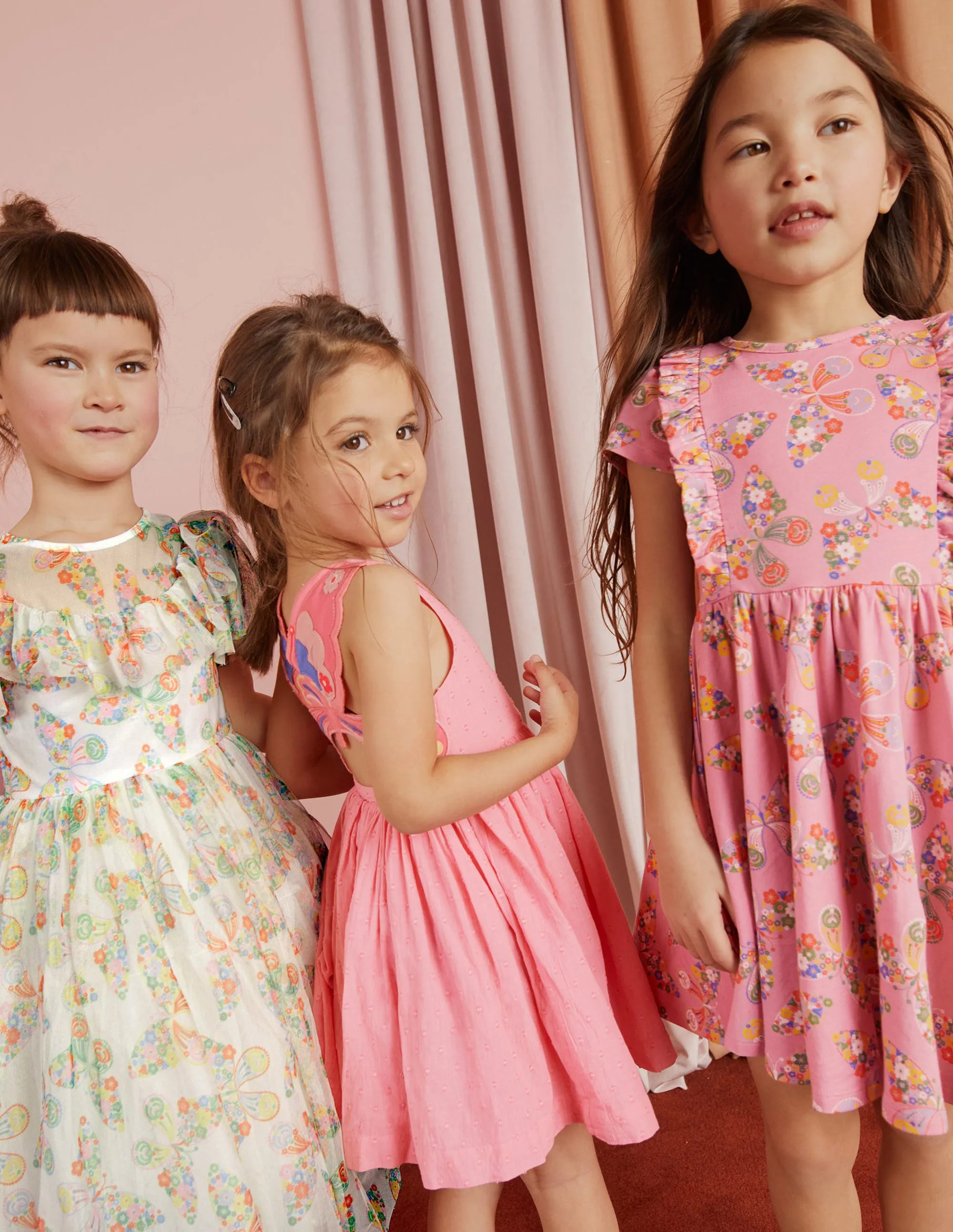 Frilly Tulle Dress-Ivory Multi Butterflies