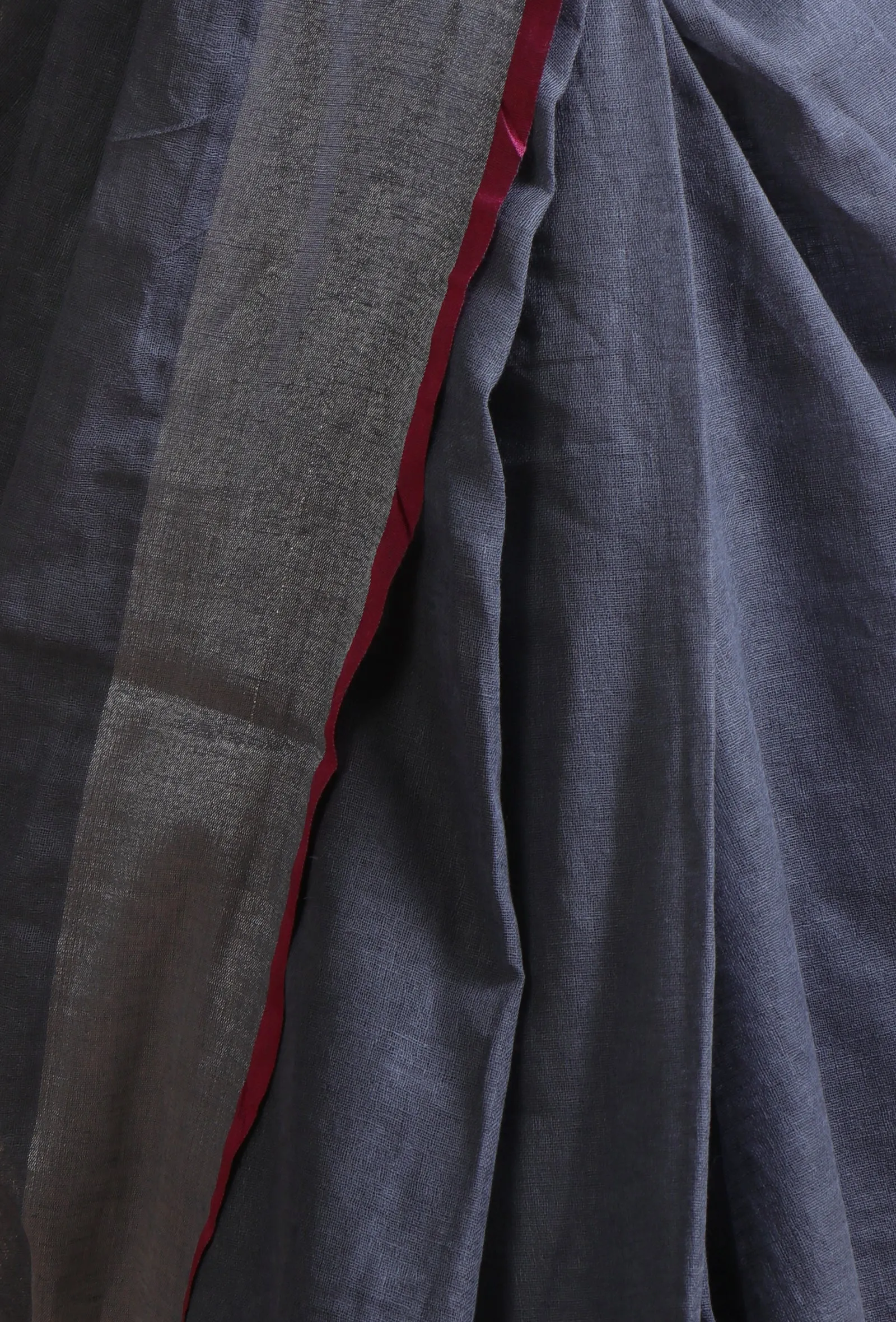 Grey & Pink Color Cotton Linen Saree With Unstitched Blouse