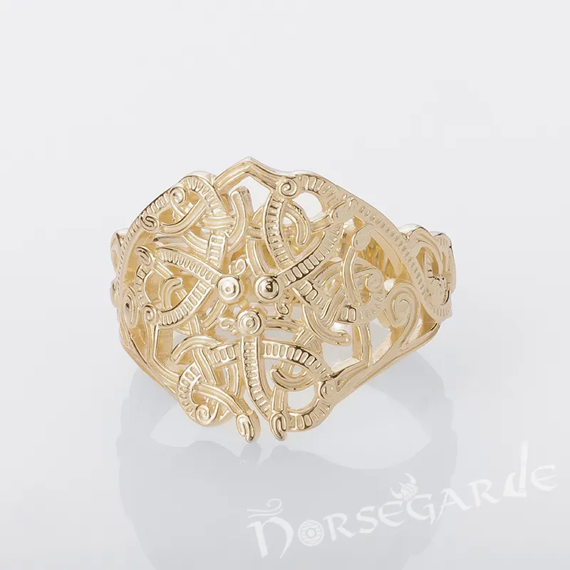 Handcrafted Urnes Art Ring - Gold
