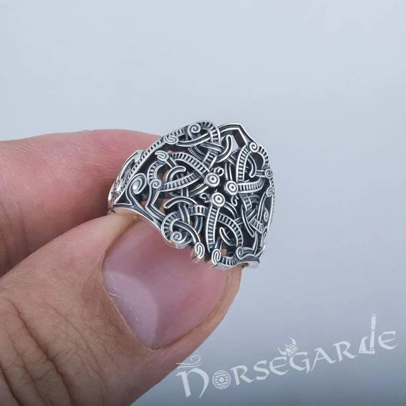 Handcrafted Urnes Art Ring - Sterling Silver