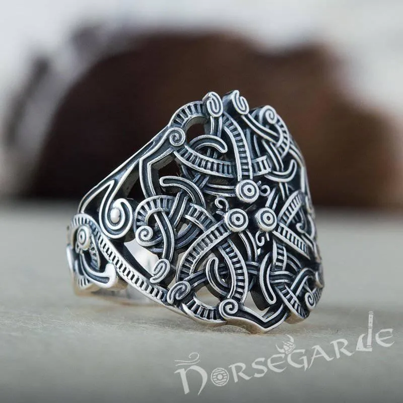Handcrafted Urnes Art Ring - Sterling Silver