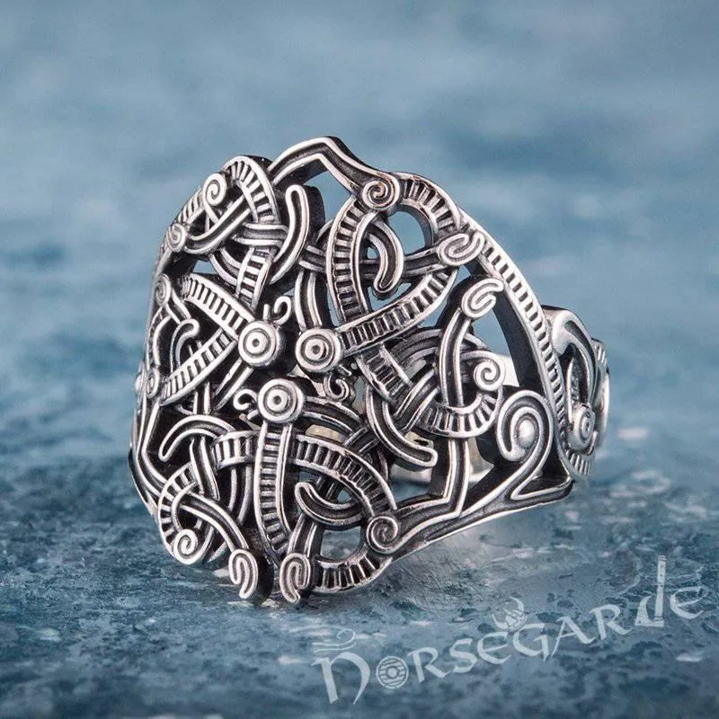 Handcrafted Urnes Art Ring - Sterling Silver