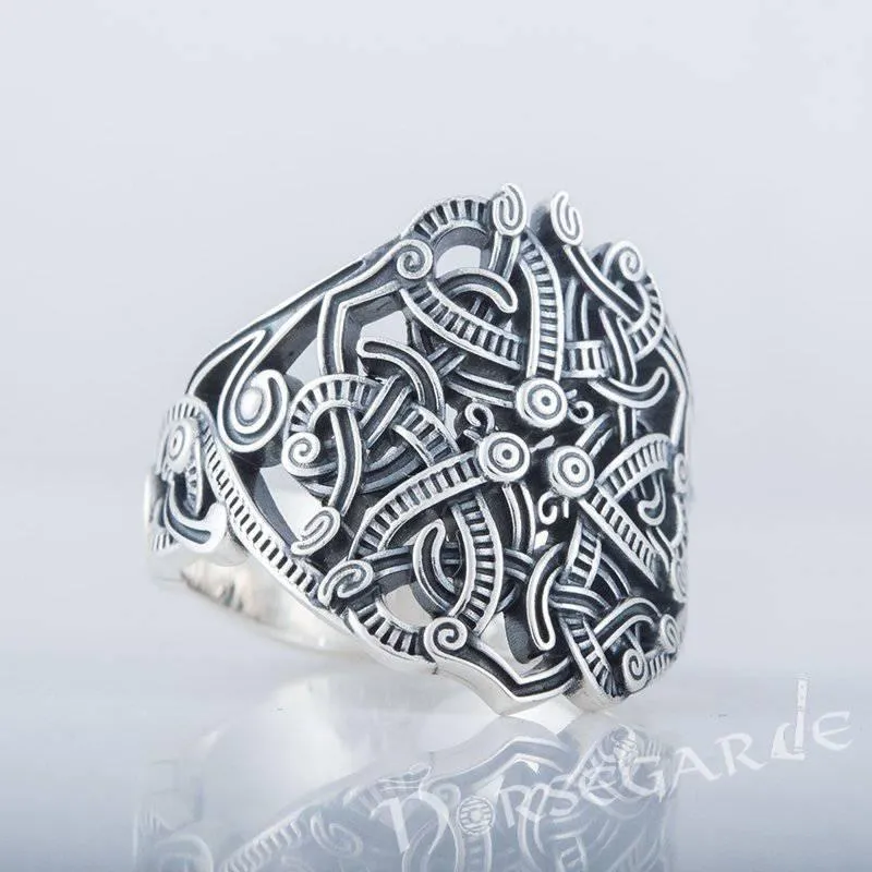 Handcrafted Urnes Art Ring - Sterling Silver