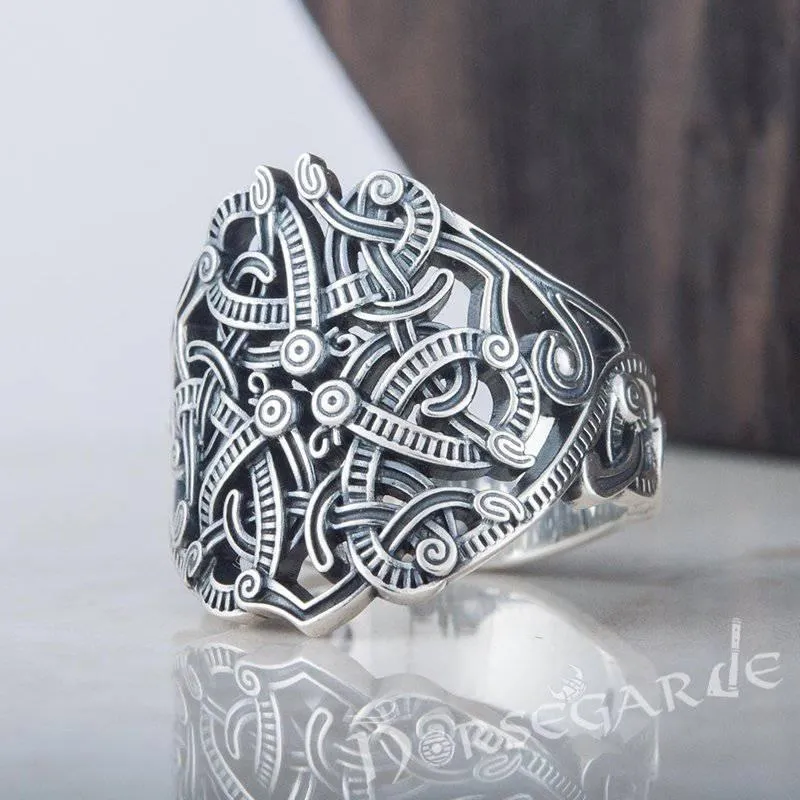 Handcrafted Urnes Art Ring - Sterling Silver