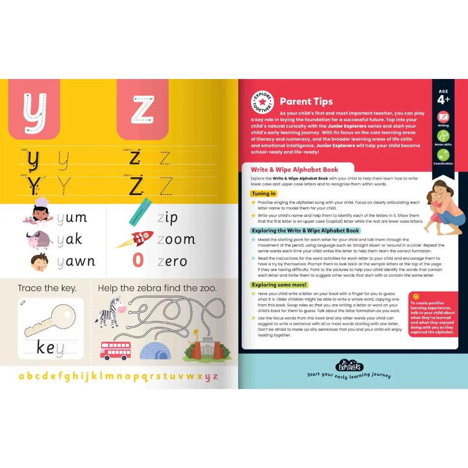 Junior Explorers Write & Wipe Book: Alphabet