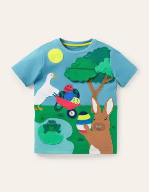 Lift-the-Flap Egg Hunt T-shirt-Surfboard Blue Rabbit