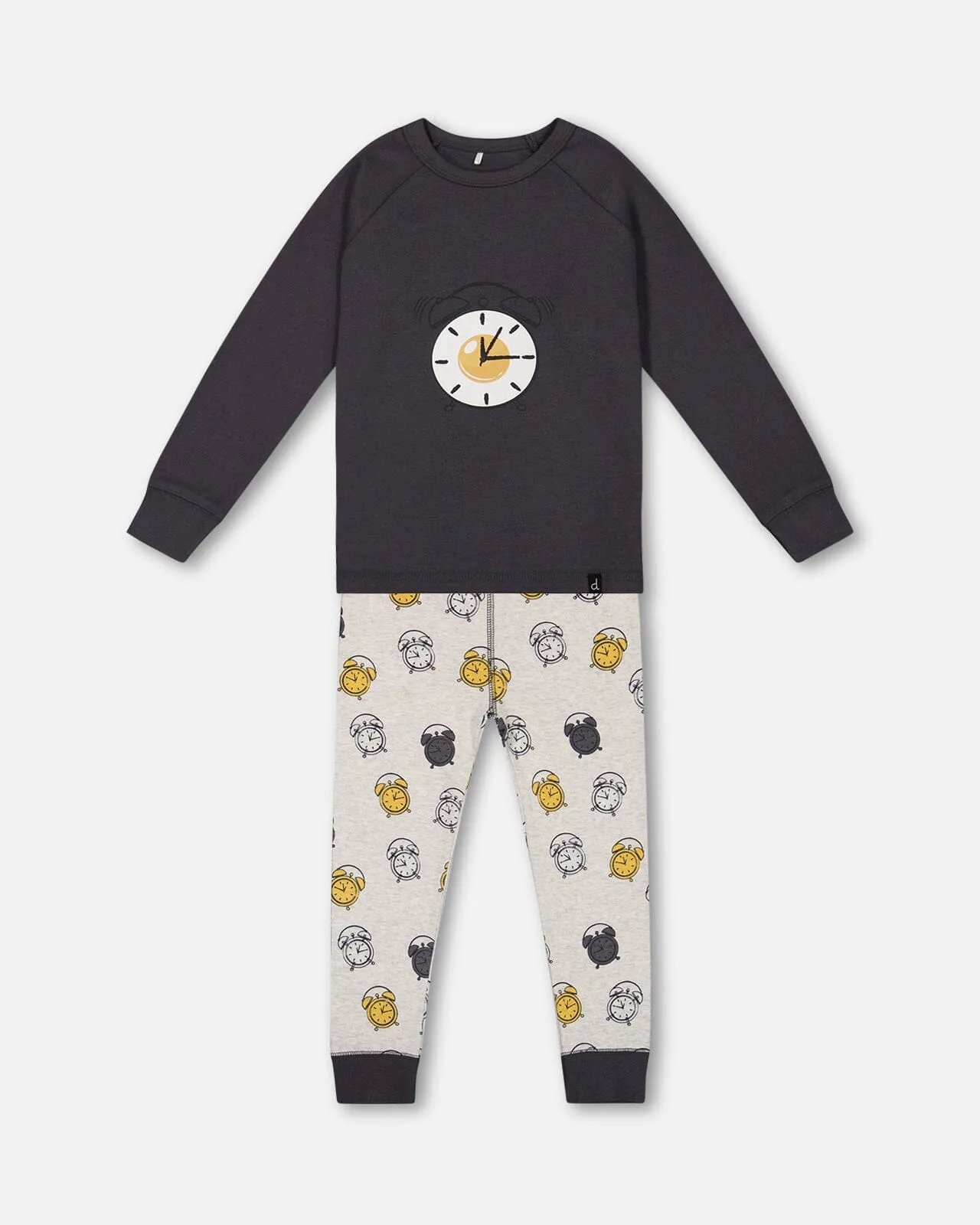 Organic Cotton Two Piece Pajama Set Gray Printed Egg-O-Clock