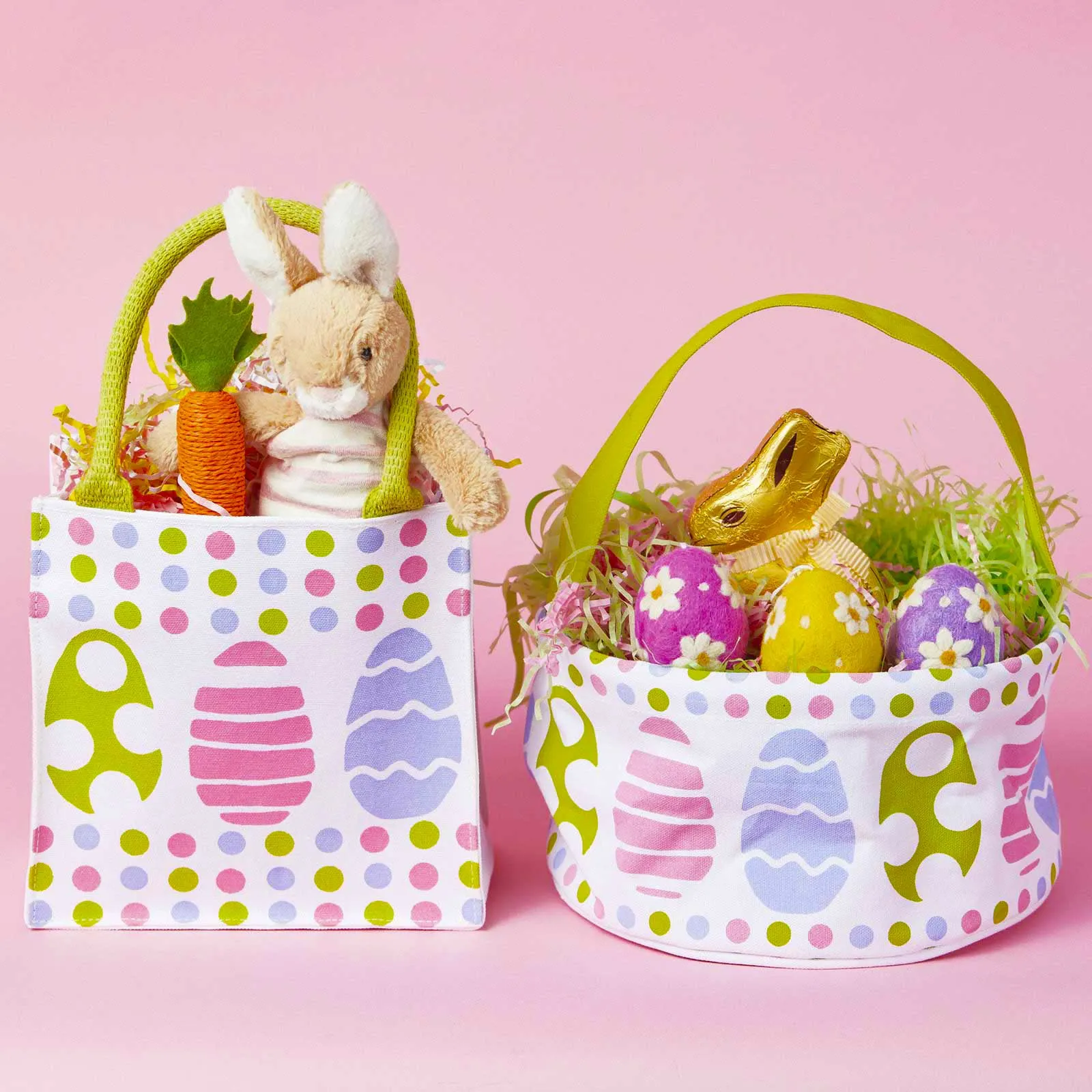 Painted Eggs Canvas Easter Basket