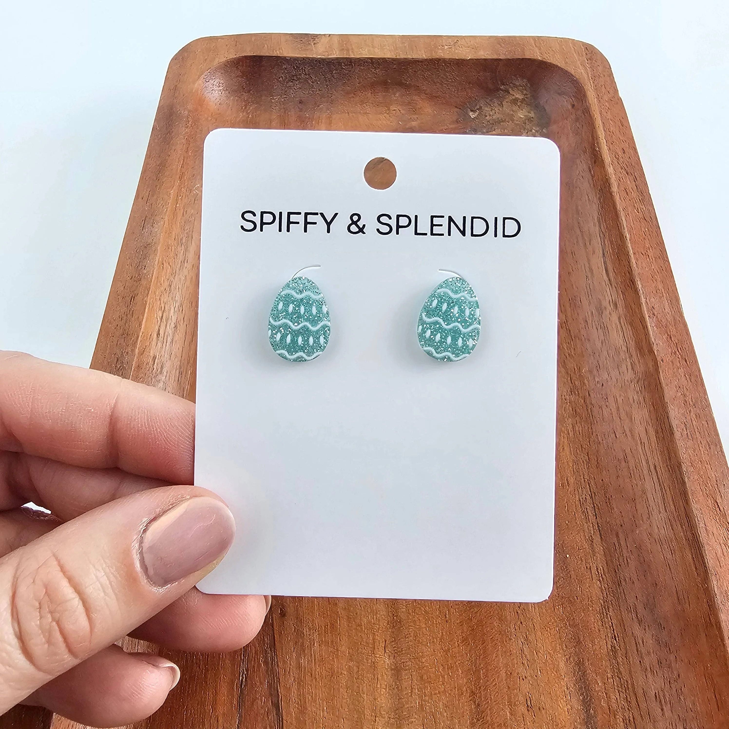 Pastel Blue Glitter Easter Egg Studs
