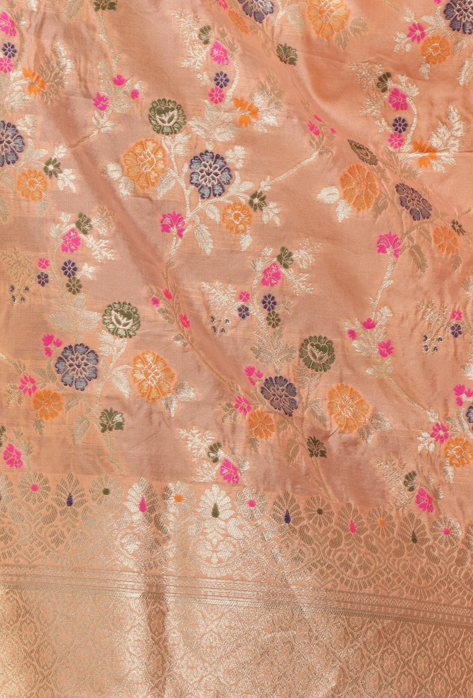 Peach Color Semi Silk Dupatta With Zari Weaving