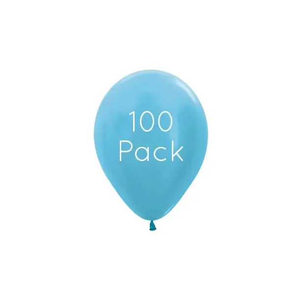 Pearl Caribbean Blue Mini Balloons - 100 Pkt