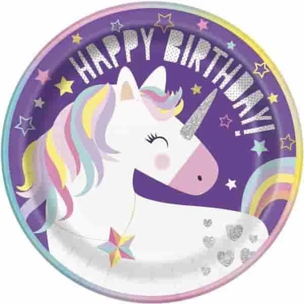 Pink Unicorn Party Plates