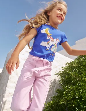 Puff Sleeve Appliqué T-shirt-Bluejay Unicorn