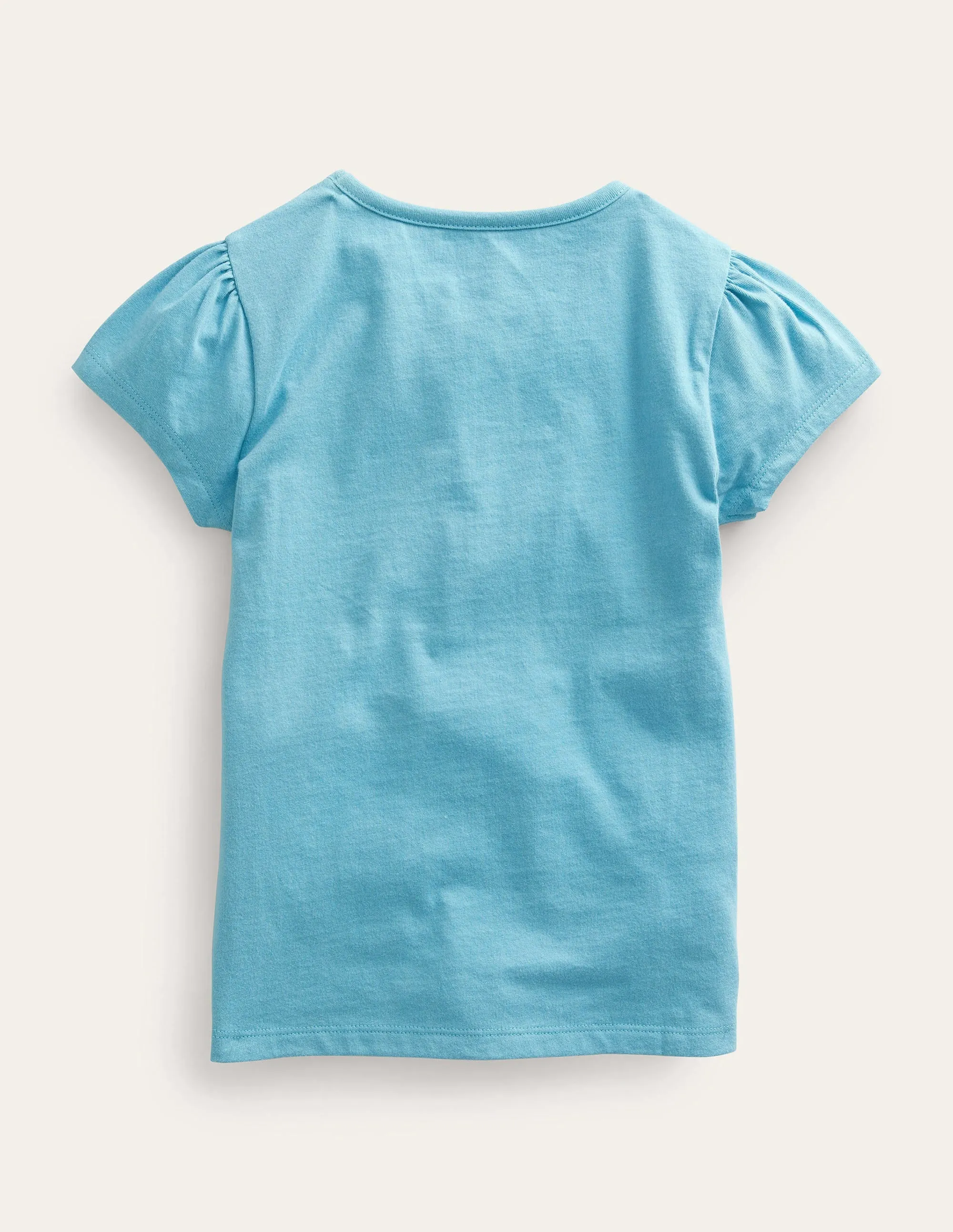 Puff Sleeve Appliqué T-shirt-Delphinium Blue Giraffe