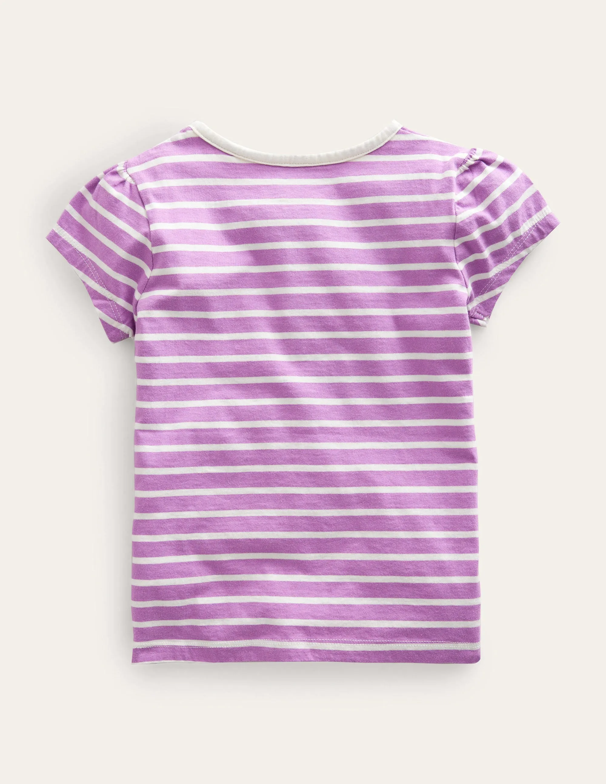 Puff Sleeve Appliqué T-shirt-Lupin Purple/Ivory Leopards