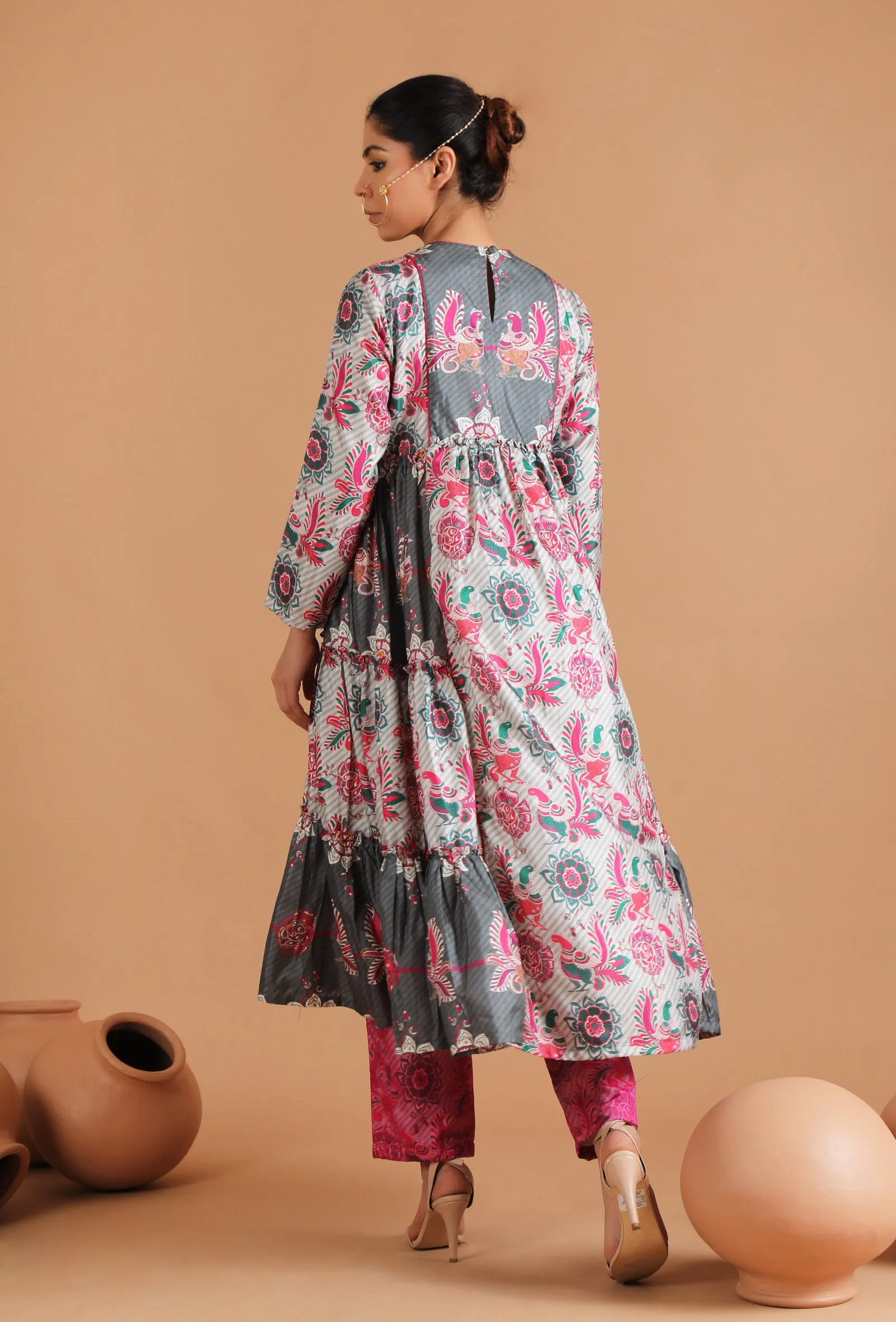 Set Of 2: Aashna Allover Kalamkari Tier Kurta Set