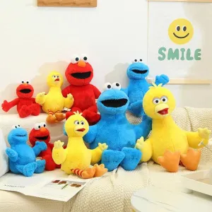 Soft Kawaii Anime Sesame Plush Toys - Cookie Monster, Big Bird, Elmo - Creative Educational Dolls for Kids Birthday Gifts