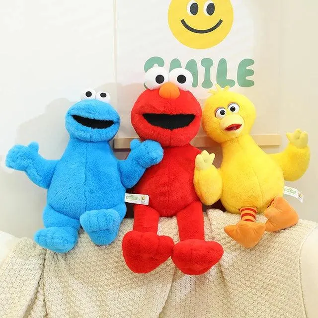 Soft Kawaii Anime Sesame Plush Toys - Cookie Monster, Big Bird, Elmo - Creative Educational Dolls for Kids Birthday Gifts