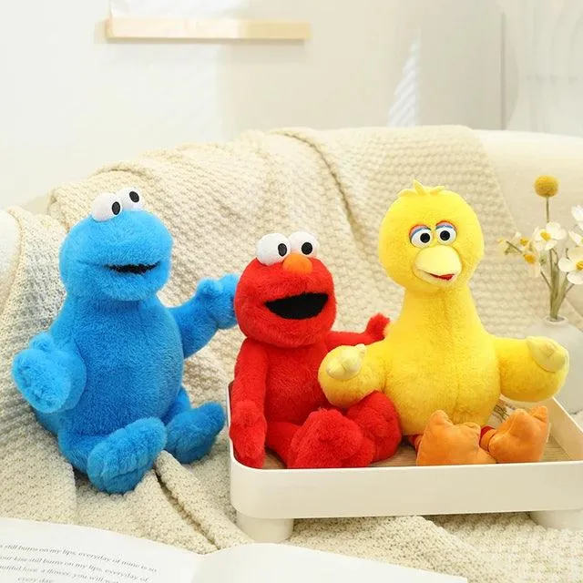Soft Kawaii Anime Sesame Plush Toys - Cookie Monster, Big Bird, Elmo - Creative Educational Dolls for Kids Birthday Gifts