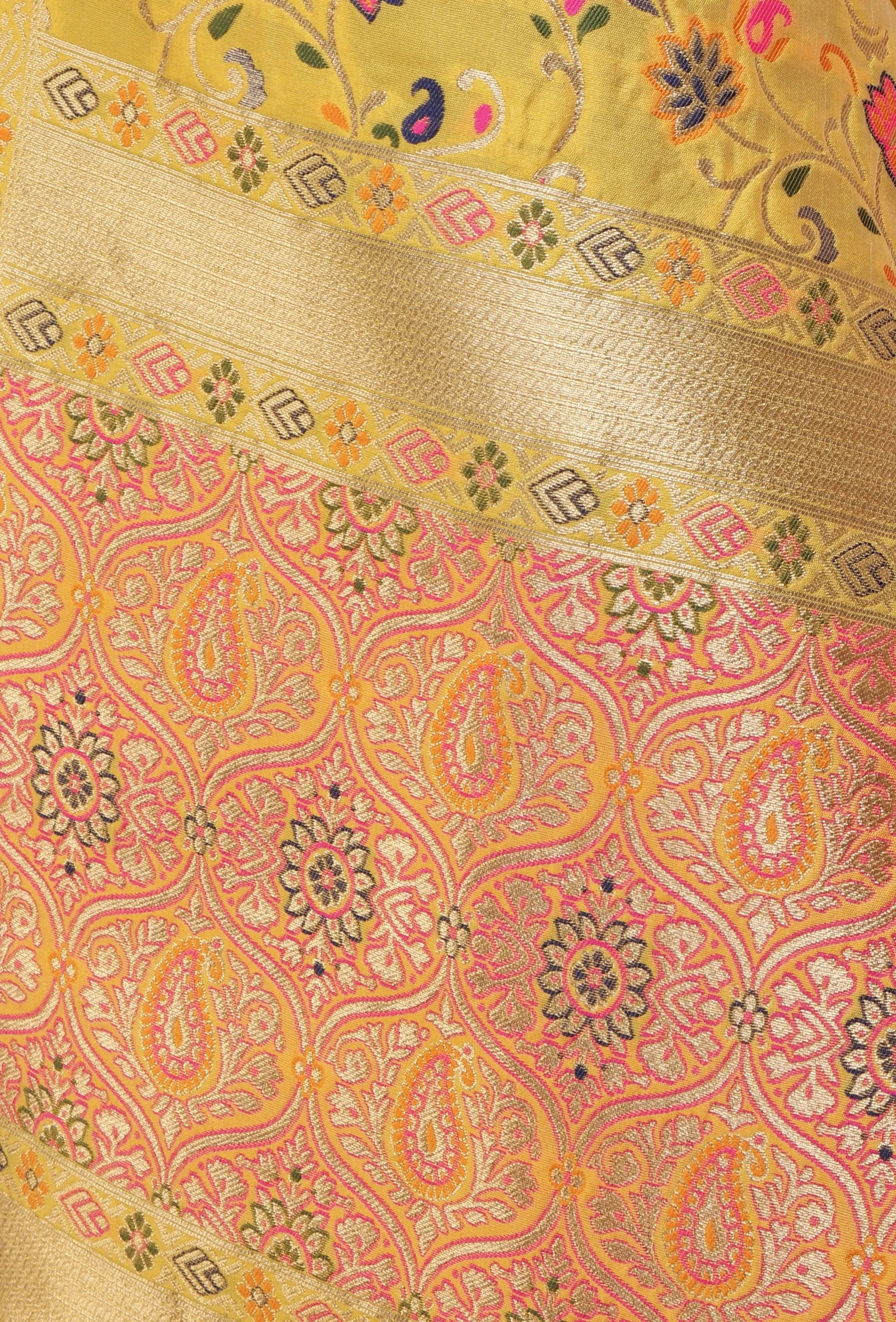 Yellow Color Semi Silk Dupatta With Zari Weaving
