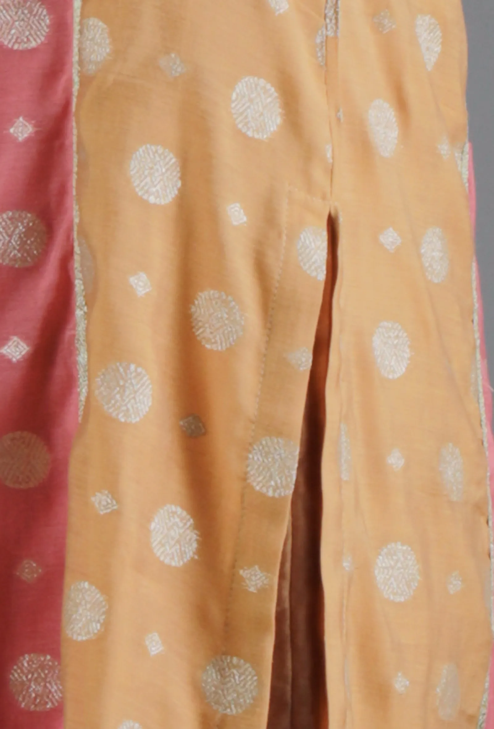 Yellow Ochre & French Pink Panelled Straight Kurta